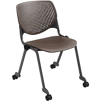 KFI Stacking Chair Brownstone Seat Color - Polypropylene Seat Material - Brownstone Back Color - Polypropylene Back Material - Powder Coated Black Frame Color - Steel Frame Material - Four-legged Base - 1 Each (CS2300BKP18)