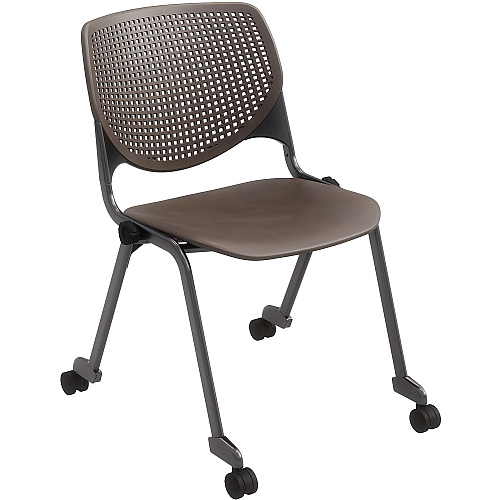 KFI Stacking Chair Brownstone Seat Color - Polypropylene Seat Material - Brownstone Back Color - Polypropylene Back Material - Powder Coated Black Frame Color - Steel Frame Material - Four-legged Base - 1 Each (CS2300BKP18)