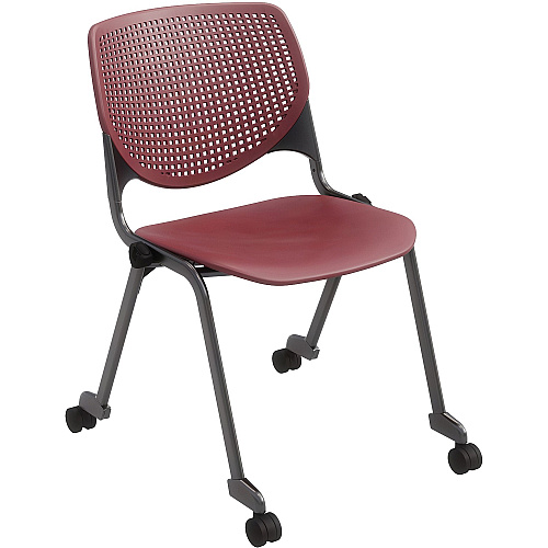 KFI Stacking Chair Burgundy Seat Color - Polypropylene Seat Material - Burgundy Back Color - Polypropylene Back Material - Powder Coated Black Frame Color - Steel Frame Material - Four-legged Base - 1 Each (CS2300BKP07)