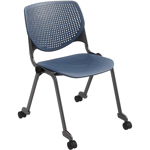 KFI Stacking Chair Navy Seat Color - Polypropylene Seat Material - Navy Back Color - Polypropylene Back Material - Powder Coated Black Frame Color - Steel Frame Material - Four-legged Base - 1 Each (CS2300BKP03)