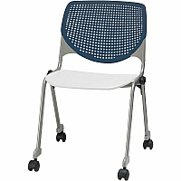 KFI Stacking Chair Navy, White - 1 Each (CS230BKB3S08)