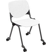 KFI Stacking Chair White Seat Color - Polypropylene Seat Material - White Back Color - Polypropylene Back Material - Powder Coated Black Frame Color - Steel Frame Material - Four-legged Base - 1 Each (CS2300BKP08)