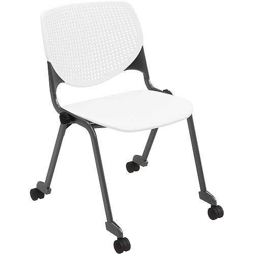 KFI Stacking Chair White Seat Color - Polypropylene Seat Material - White Back Color - Polypropylene Back Material - Powder Coated Black Frame Color - Steel Frame Material - Four-legged Base - 1 Each (CS2300BKP08)