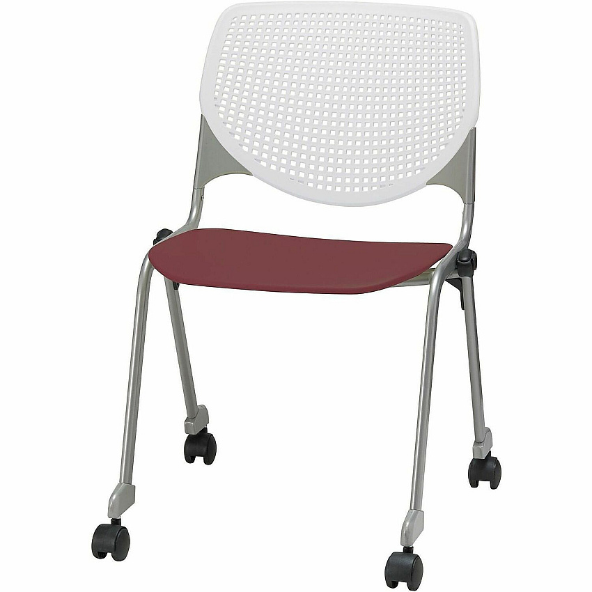 KFI Stacking Chair Burgundy, White - 1 Each (CS230BKB8S07)