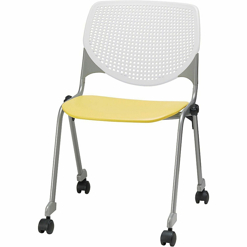 KFI Stacking Chair Yellow, White - 1 Each (CS230BKB8S12)