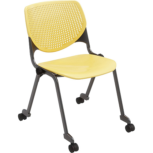 KFI Stacking Chair Yellow Seat Color - Polypropylene Seat Material - Yellow Back Color - Polypropylene Back Material - Powder Coated Black Frame Color - Steel Frame Material - Four-legged Base - 1 Each (CS2300BKP12)