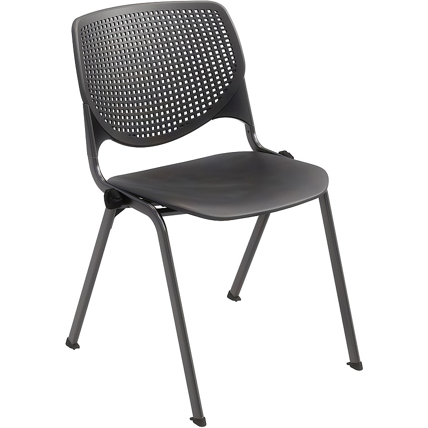 KFI Stacking Chair Black Seat Color - Polypropylene Seat Material - Black Back Color - Polypropylene Back Material - Steel Frame Material - Four-legged Base - 1 Each (2300BKP10)