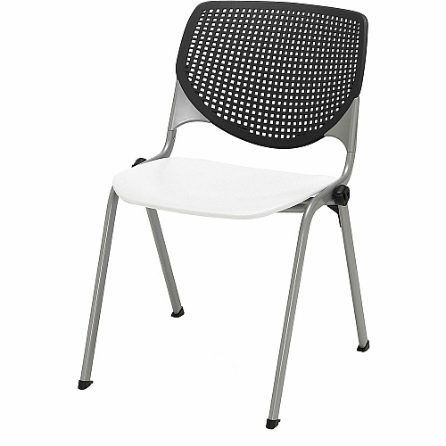 KFI Stacking Chair Polypropylene Seat Material - Polypropylene Back Material - Steel Frame Material - Four-legged Base - Black, White - 1 Each (2300BKB10S08)