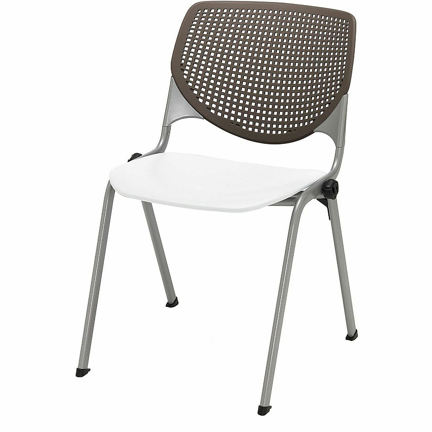 KFI Stacking Chair Polypropylene Seat Material - Polypropylene Back Material - Steel Frame Material - Four-legged Base - Brownstone, White - 1 Each (2300BKB18S08)