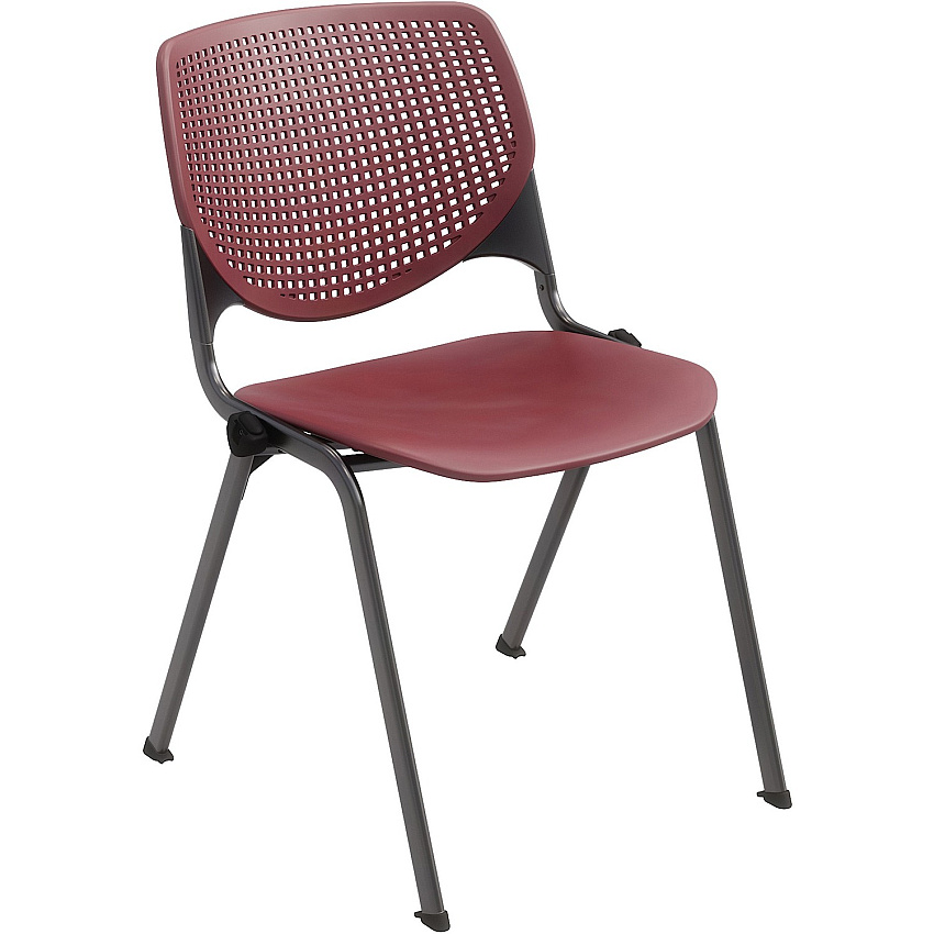 KFI Stacking Chair Burgundy Seat Color - Polypropylene Seat Material - Burgundy Back Color - Polypropylene Back Material - Steel Frame Material - Four-legged Base - 1 Each (2300BKP07)