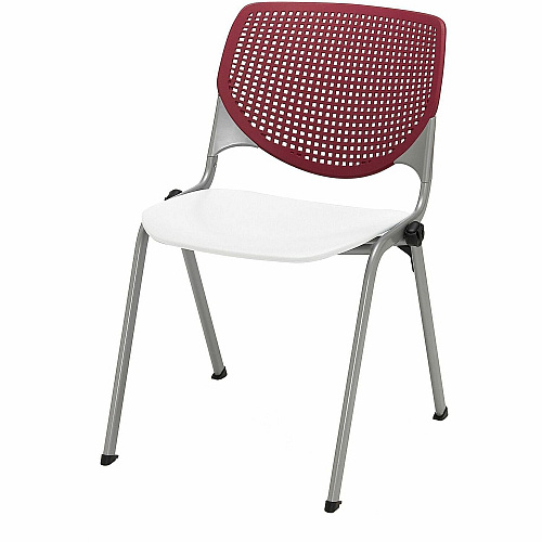 KFI Stacking Chair Polypropylene Seat Material - Polypropylene Back Material - Steel Frame Material - Four-legged Base - Burgundy, White - 1 Each (2300BKB07S08)