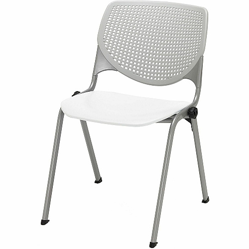 KFI Stacking Chair Polypropylene Seat Material - Polypropylene Back Material - Steel Frame Material - Four-legged Base - Light Gray, White - 1 Each (2300BKB13S08)