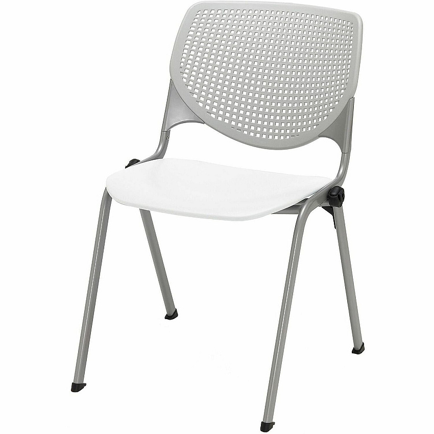 KFI Stacking Chair Polypropylene Seat Material - Polypropylene Back Material - Steel Frame Material - Four-legged Base - Light Gray, White - 1 Each (2300BKB13S08)