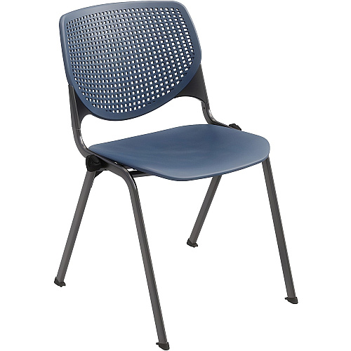 KFI Stacking Chair Navy Seat Color - Polypropylene Seat Material - Navy Back Color - Polypropylene Back Material - Steel Frame Material - Four-legged Base - 1 Each (2300BKP03)