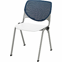 KFI Stacking Chair Polypropylene Seat Material - Polypropylene Back Material - Steel Frame Material - Four-legged Base - Navy, White - 1 Each (2300BKB03S08)