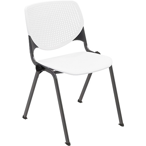 KFI Stacking Chair White Seat Color - Polypropylene Seat Material - White Back Color - Polypropylene Back Material - Steel Frame Material - Four-legged Base - 1 Each (2300BKP08)