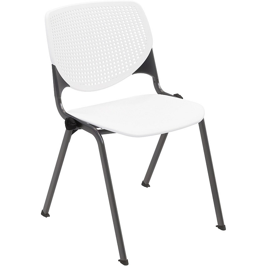 KFI Stacking Chair White Seat Color - Polypropylene Seat Material - White Back Color - Polypropylene Back Material - Steel Frame Material - Four-legged Base - 1 Each (2300BKP08)