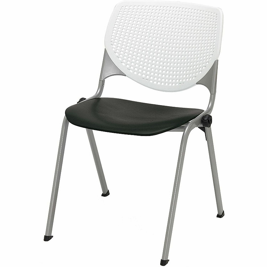 KFI Stacking Chair Polypropylene Seat Material - Polypropylene Back Material - Steel Frame Material - Four-legged Base - White, Black - 1 Each (2300BKB08S10)