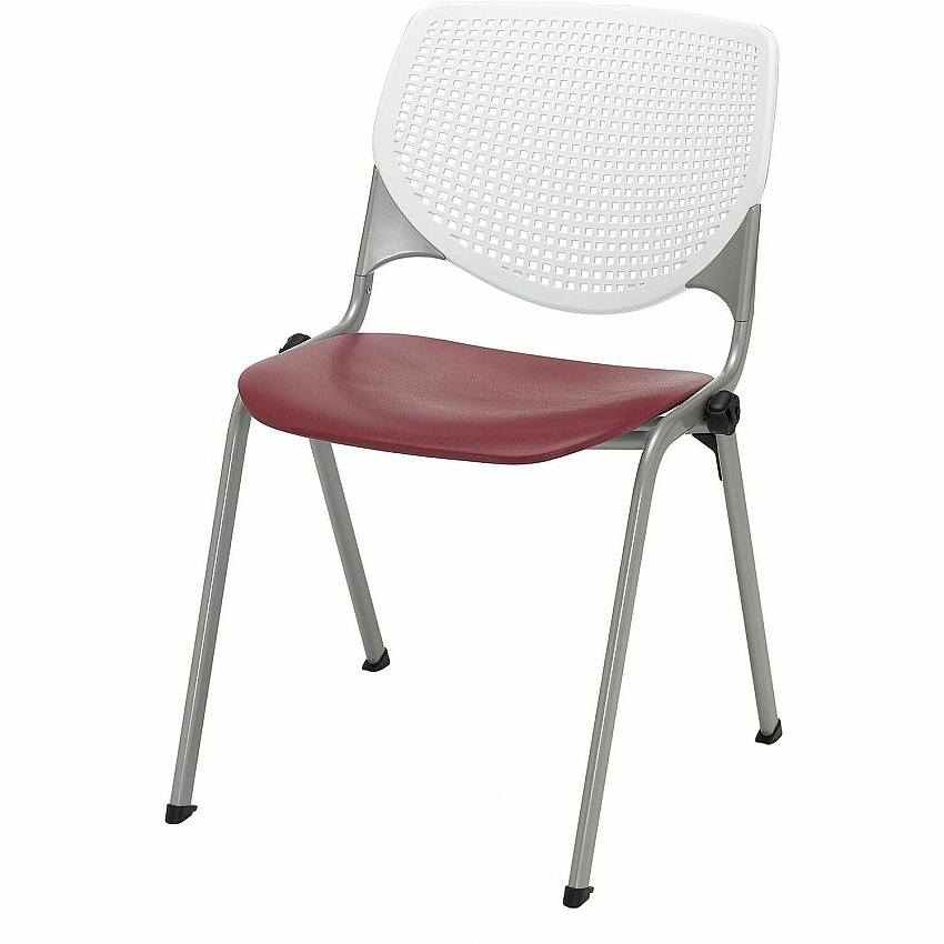 KFI Stacking Chair Polypropylene Seat Material - Polypropylene Back Material - Steel Frame Material - Four-legged Base - White, Burgundy - 1 Each (2300BKB08S07)