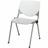 KFI Stacking Chair Polypropylene Seat Material - Polypropylene Back Material - Steel Frame Material - Four-legged Base - White, Light Gray - 1 Each (2300BKB08S13)