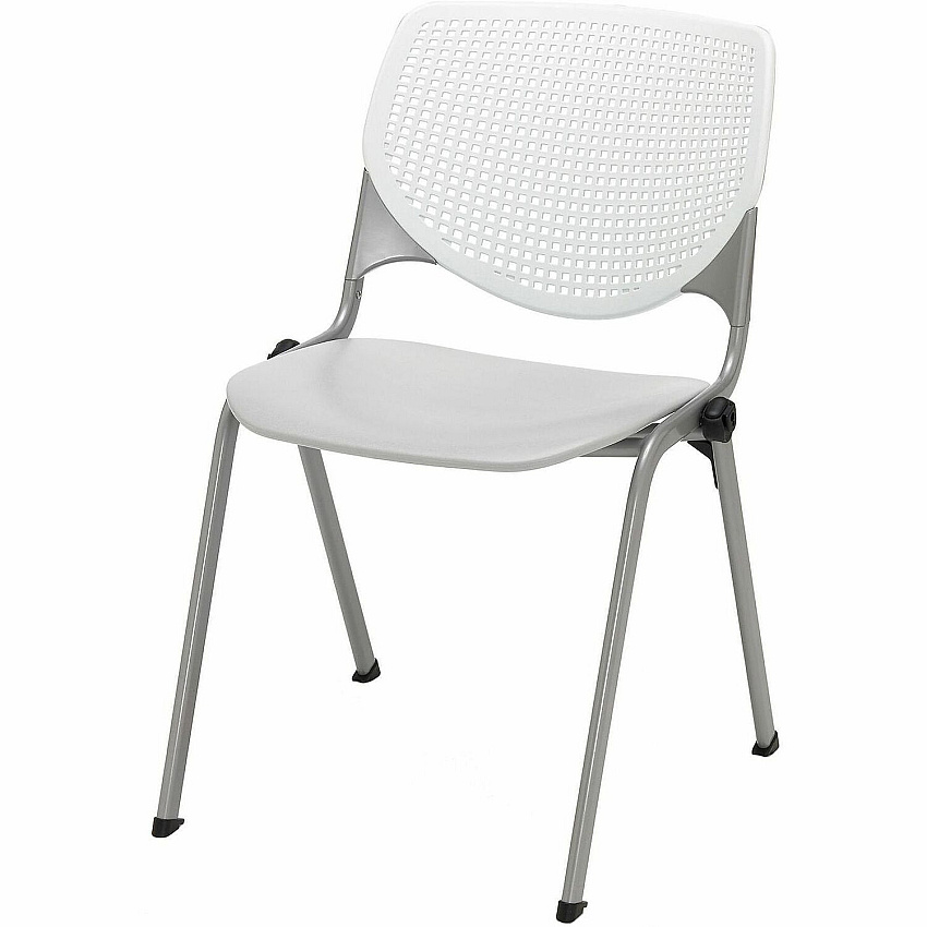KFI Stacking Chair Polypropylene Seat Material - Polypropylene Back Material - Steel Frame Material - Four-legged Base - White, Light Gray - 1 Each (2300BKB08S13)
