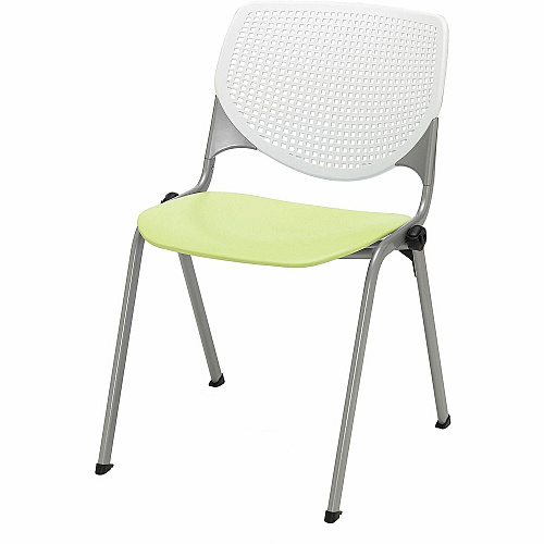 KFI Stacking Chair Polypropylene Seat Material - Polypropylene Back Material - Steel Frame Material - Four-legged Base - White, Lime Green - 1 Each (2300BKB08S14)
