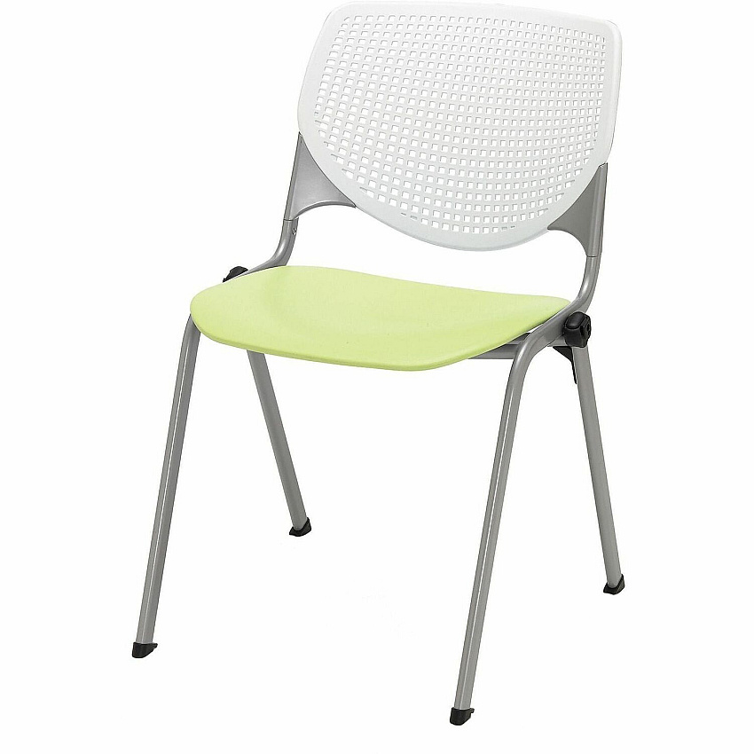 KFI Stacking Chair Polypropylene Seat Material - Polypropylene Back Material - Steel Frame Material - Four-legged Base - White, Lime Green - 1 Each (2300BKB08S14)