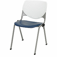 KFI Stacking Chair Polypropylene Seat Material - Polypropylene Back Material - Steel Frame Material - Four-legged Base - White, Navy - 1 Each (2300BKB08S03)