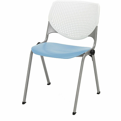 KFI Stacking Chair Polypropylene Seat Material - Polypropylene Back Material - Steel Frame Material - Four-legged Base - White, Sky Blue - 1 Each (2300BKB08S35)
