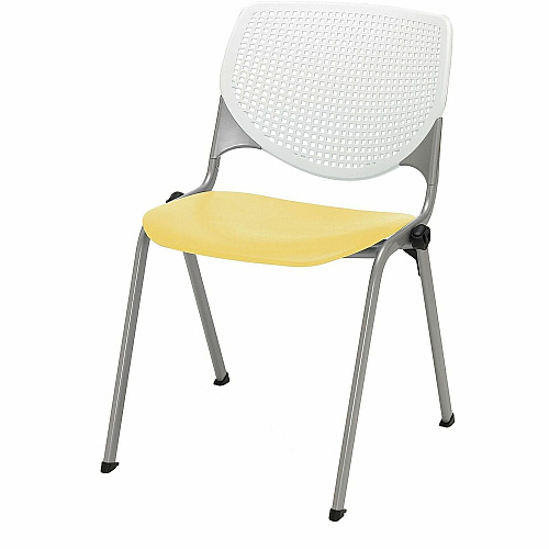 KFI Stacking Chair Polypropylene Seat Material - Polypropylene Back Material - Steel Frame Material - Four-legged Base - White, Yellow - 1 Each (2300BKB08S12)