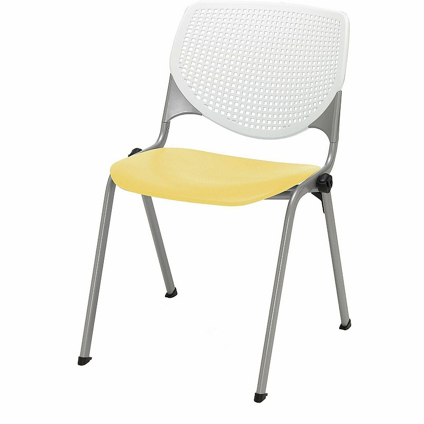 KFI Stacking Chair Polypropylene Seat Material - Polypropylene Back Material - Steel Frame Material - Four-legged Base - White, Yellow - 1 Each (2300BKB08S12)