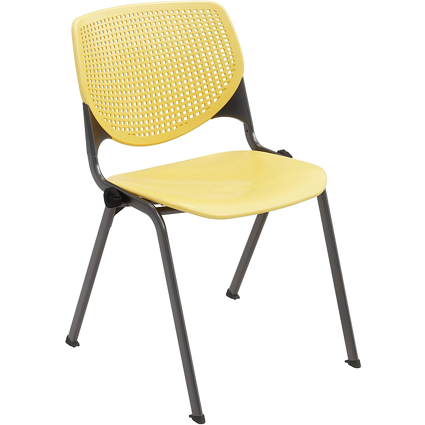 KFI Stacking Chair Yellow Seat Color - Polypropylene Seat Material - Yellow Back Color - Polypropylene Back Material - Steel Frame Material - Four-legged Base - 1 Each (2300BKP12)