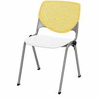 KFI Stacking Chair Polypropylene Seat Material - Polypropylene Back Material - Steel Frame Material - Four-legged Base - Yellow, White - 1 Each (2300BKB12S08)
