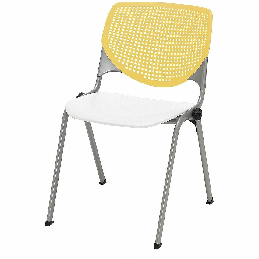 KFI Stacking Chair Polypropylene Seat Material - Polypropylene Back Material - Steel Frame Material - Four-legged Base - Yellow, White - 1 Each (2300BKB12S08)