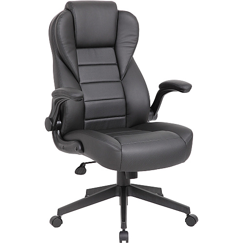 Boss Executive LeatherPlus Chair Black Seat Color - Vinyl Seat Material - Black Back Color - Vinyl Back Material - High Back - 5-star Base - Armrest - 1 Carton (B8551BK)