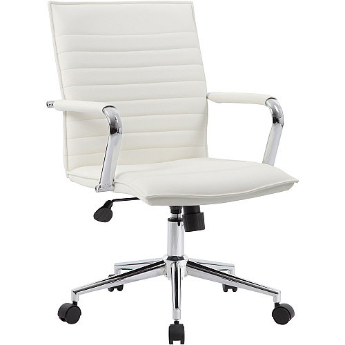 Boss Hospitality Task Chair w/ Arms White Seat Color - Vinyl Seat Material - White Back Color - Vinyl Back Material - 5-star Base - Armrest - 1 Carton (B9533CWT)