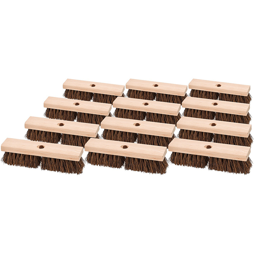 Genuine Joe Deck/Floor Brush 2" Palmyra Bristle - 10" Handle Width - Hardwood Handle - Brown - 12 / Carton (GJO18416CT)