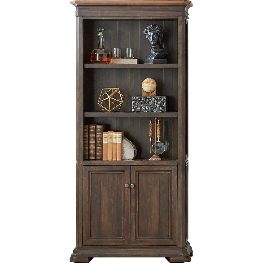 Martin Sonoma Veneer Bookcase 14" Height x 36" Width x 78" Depth - 2 Door(s) - 3 Adjustable Shelf(ves) - Material: Wood Veneer - Finish: Dark Roast - 1 Each (IMSA3678D)