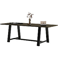 KFI Conference Table Rectangle Top - Cross Beam Base - 4 Legs - 96" Table Top Length x 36" Table Top Width - Assembly Required - Barnwood - High Pressure Laminate (HPL) - 1 Each (819832024166)