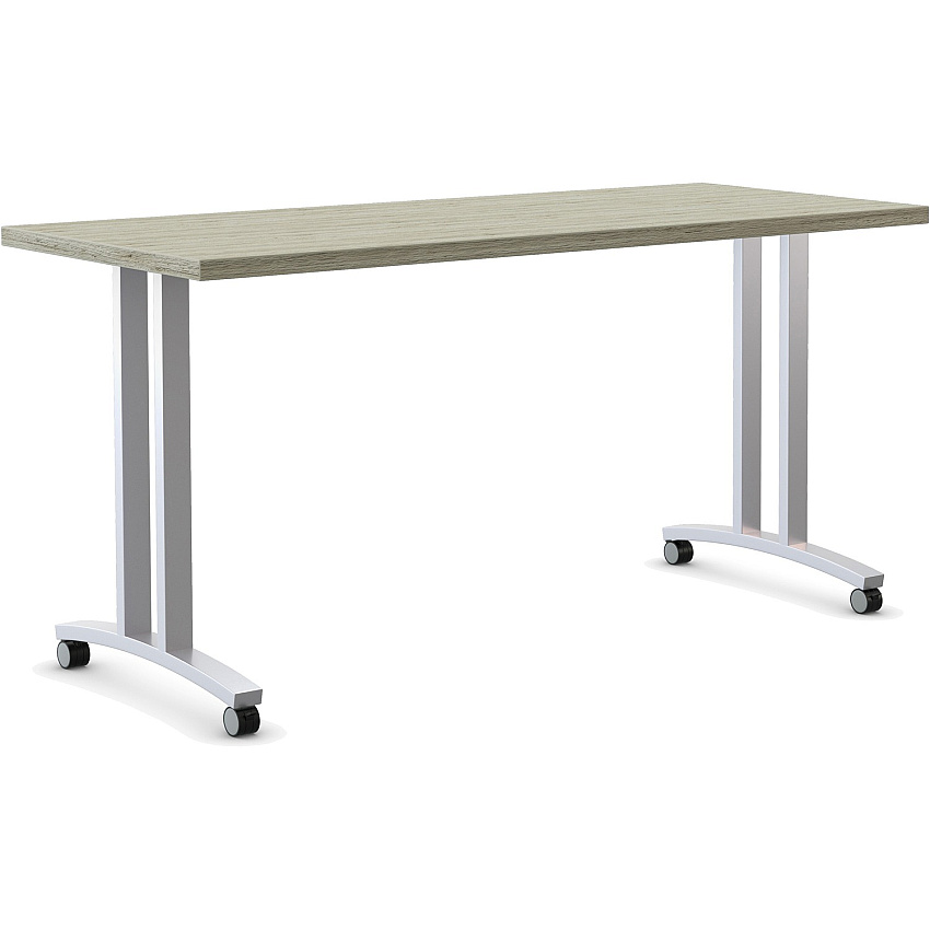 SpecialT Special-T Structure Series T-Leg Table Base Powder Coated T-shaped, Metallic Silver Base - 2 Legs - 112 lb Capacity - Assembly Required - 2 / Set (RS2T24C2)