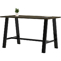 KFI Midtown Base Cafe Table Rectangle Top - Sawhorse Leg Base - 4 Legs - 72