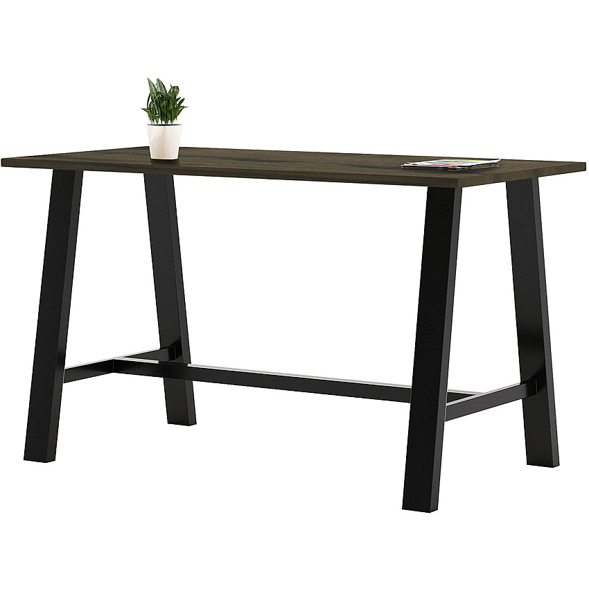 KFI Midtown Base Cafe Table Rectangle Top - Sawhorse Leg Base - 4 Legs - 72" Table Top Length x 36" Table Top Width - Assembly Required - Barnwood - Solid Wood Top Material - 1 Each (819832024401)