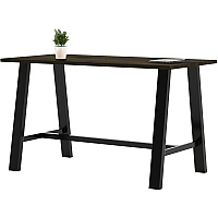 KFI Midtown Base Cafe Table Rectangle Top - Sawhorse Leg Base - 4 Legs - 72