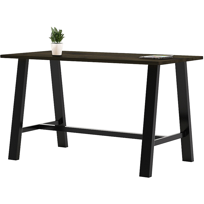 KFI Midtown Base Cafe Table Rectangle Top - Sawhorse Leg Base - 4 Legs - 72" Table Top Length x 36" Table Top Width - Assembly Required - Espresso - Solid Wood Top Material - 1 Each (819832024418)