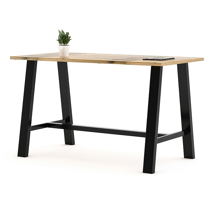 KFI Midtown Base Cafe Table Rectangle Top - Sawhorse Leg Base - 4 Legs - 72" Table Top Length x 36" Table Top Width - Assembly Required - Natural - Solid Wood Top Material - 1 Each (819832024395)