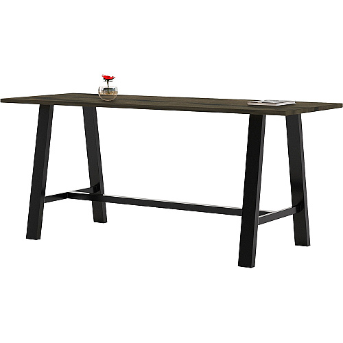 KFI Midtown Base Cafe Table Rectangle Top - Sawhorse Leg Base - 4 Legs - 84" Table Top Length x 36" Table Top Width - Assembly Required - Brownwood - Solid Wood Top Material - 1 Each (819832024463)