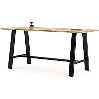 KFI Midtown Base Cafe Table Rectangle Top - Sawhorse Leg Base - 4 Legs - 84