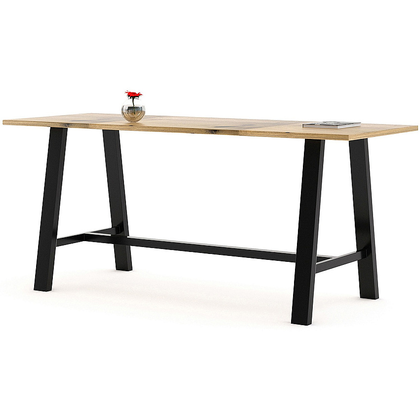KFI Midtown Base Cafe Table Rectangle Top - Sawhorse Leg Base - 4 Legs - 84" Table Top Length x 36" Table Top Width - Assembly Required - Natural - Solid Wood Top Material - 1 Each (819832024456)