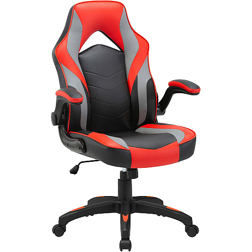 Lorell High-Back Gaming Chair Vinyl, Nylon - Red, Black, Gray (LLR84394)