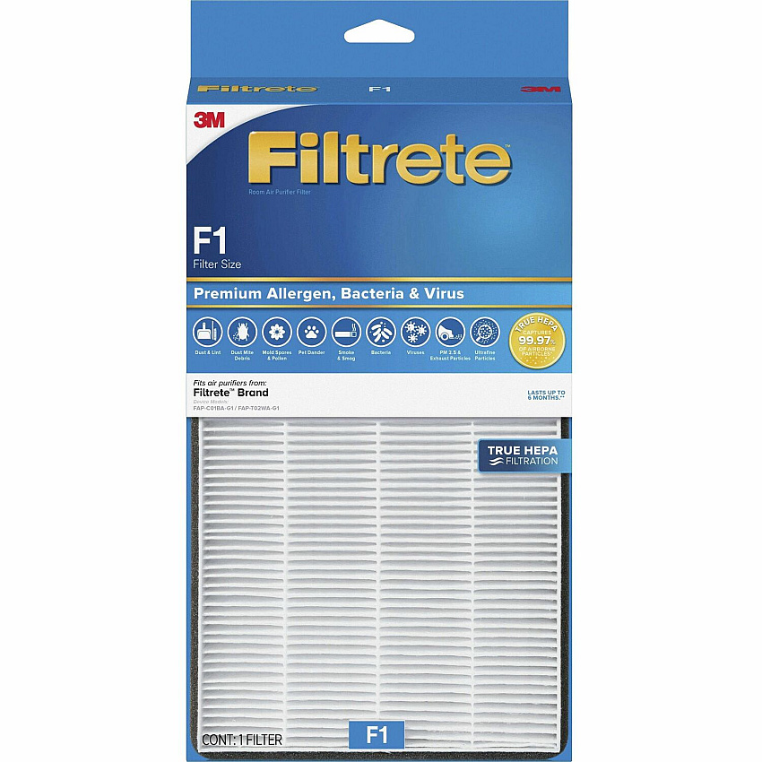Filtrete Air Filter HEPA - For Air Purifier - Remove Allergens, Remove Bacteria, Remove Virus - ParticlesF2 Filter Grade - 8.2" Height x 13" Width - Polypropylene (FAPFF2N4)